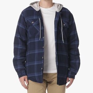 Wrangler Men's Blue Plaid Hooded Jacket